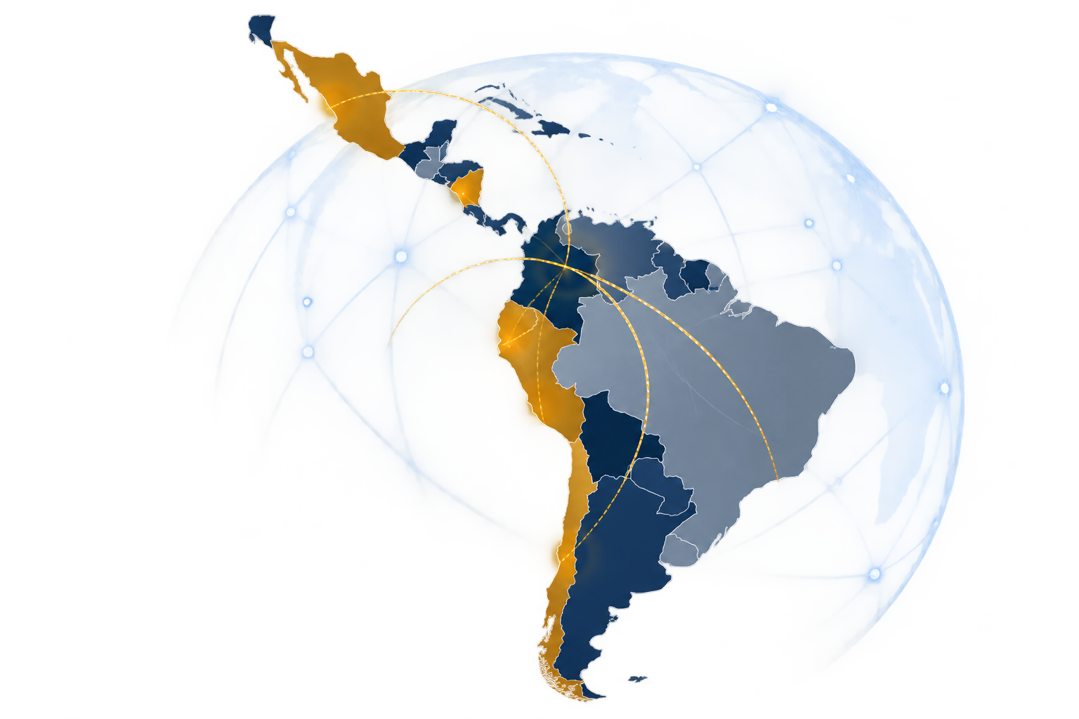 Mapa de alcance internacional de QFC en Latinoamérica